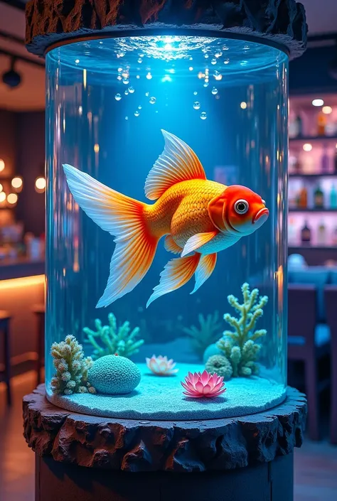  aquarium-like bar　Inside is a colored goldfish with the color 々のカラーの金魚　Lively bar