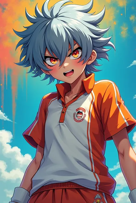 chico (()), rowdy gray hair ,  greyish blue eyes with Prince style tennis uniform & Princess anime 