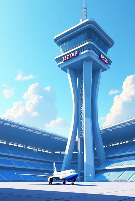 The plane ball is shorter , , the tower of the traffic control tower at the stadium and the Tez-Tap x Aviators sign.  The style is blue and white like Manchester City 