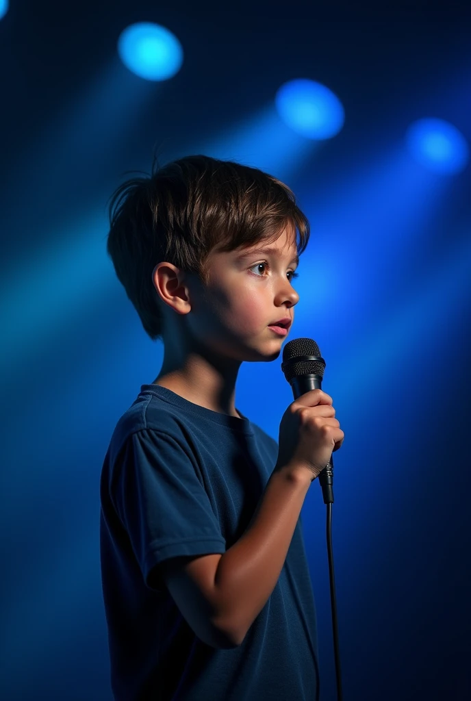 K8 wireless microphone mike background blue black  boy face