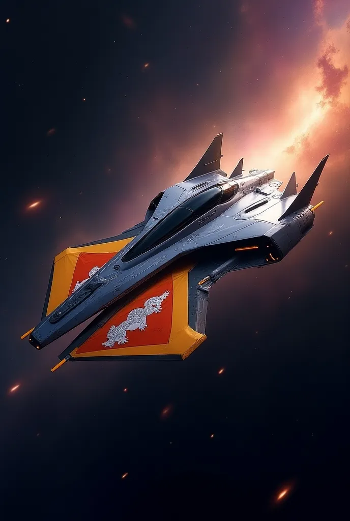 space ship having bhutanese flag