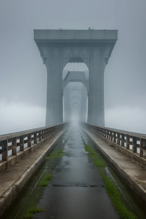 Bridge shrouded in fog ,High image quality,最High image quality