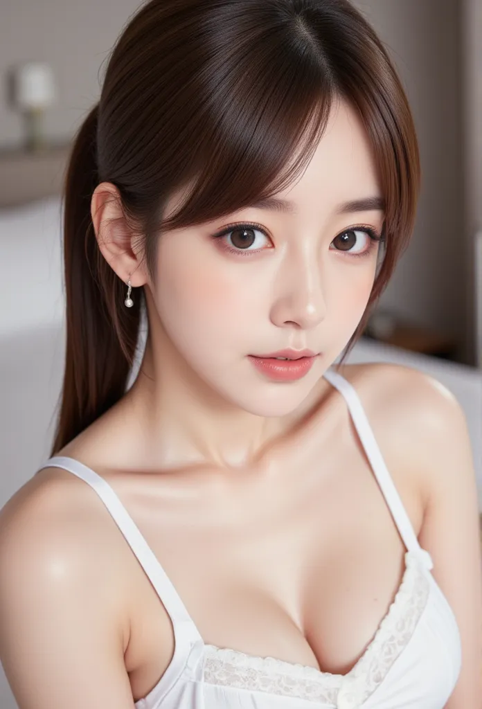 photographs high definition, "japaness young face female" , white skin, beautiful chests , "emotion of shy face and feeling good...