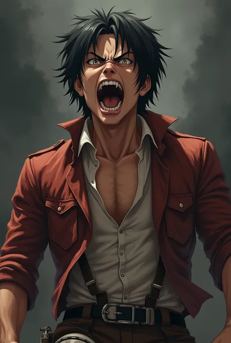 Eren yeager, from attack on titan, roaring