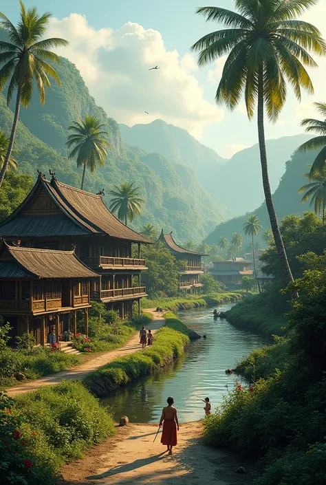 A village in Indonesia with beautiful views , ancient village background  