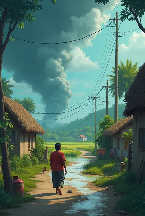 "Write a heartwarming short story set in a small rural village. The protagonist, a humble farmer named Ramu, faces a severe storm that threatens to flood the village. Despite his own hardships, Ramu works tirelessly to help his neighbors, using his resourc...