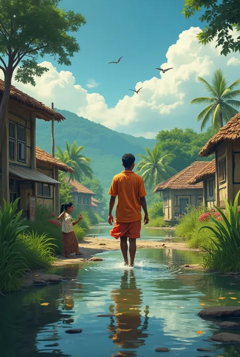 "Write a heartwarming short story set in a small rural village. The protagonist, a humble farmer named Ramu, faces a severe storm that threatens to flood the village. Despite his own hardships, Ramu works tirelessly to help his neighbors, using his resourc...