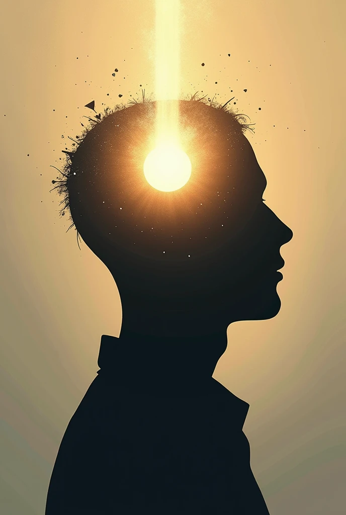 A mind silhouette,symbolizing the importance of mindset, with light radiating from it