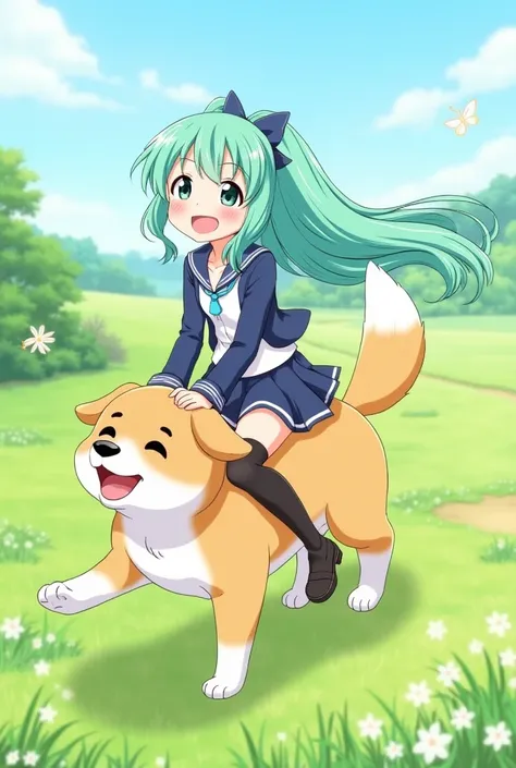 Miku Nakano ride dog