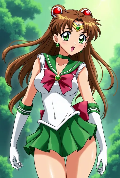 Sailor Jupiter Makoto Kino with long Brown hair 