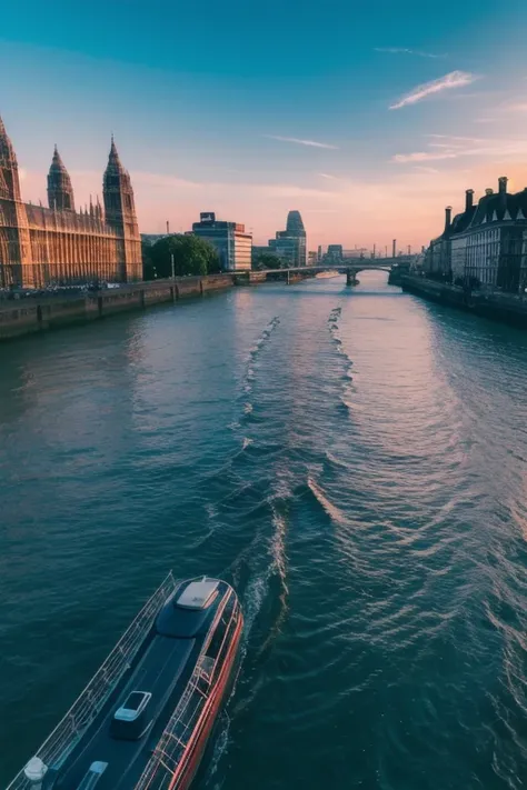 Photo of london river ,underwater of river ,only river and sky