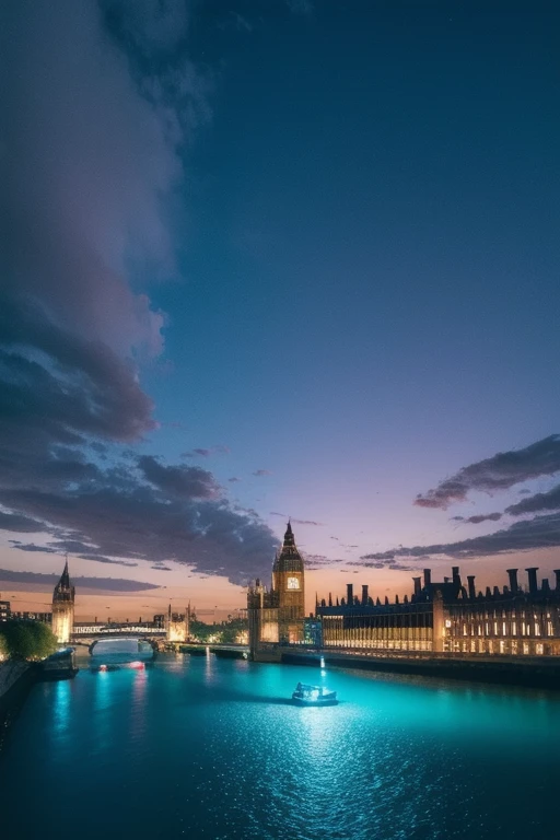 Photo of london river ,underwater of river ,only river and sky