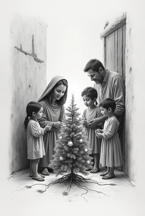 Poverty with wonderful Christmas draw it using pencil