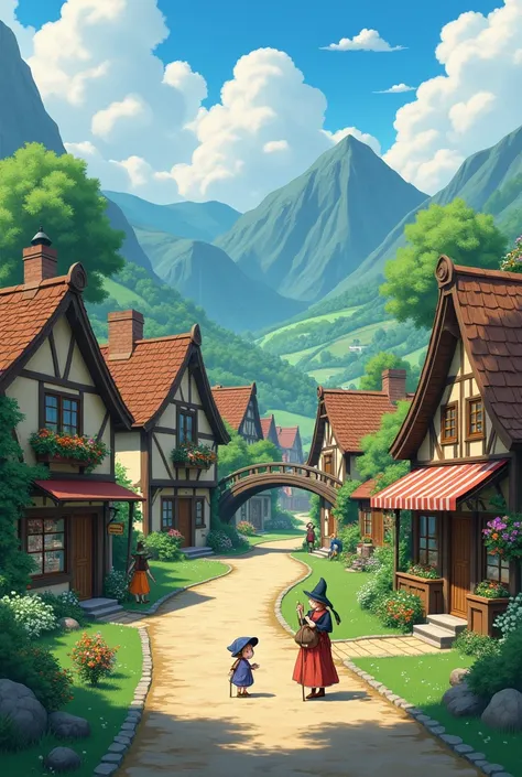 Ghibli-like village.