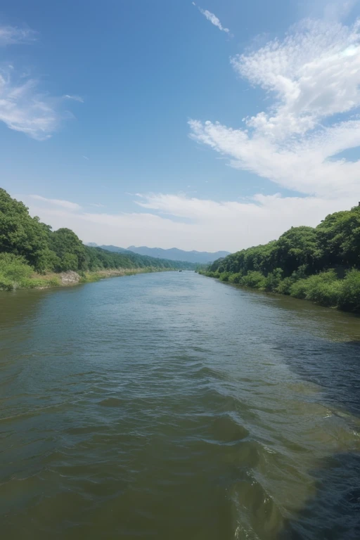 Photo of shiga river ,underwater of river, river inside ,only river and sky