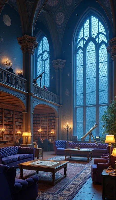 Ravenclaw Common Room:
Setting: Perched high in one of the castle towers, the Ravenclaw common room feels airy, peaceful, and incredibly spacious. It’s a haven for intellectual pursuits, with an unobstructed view of the night sky through large, arching win...