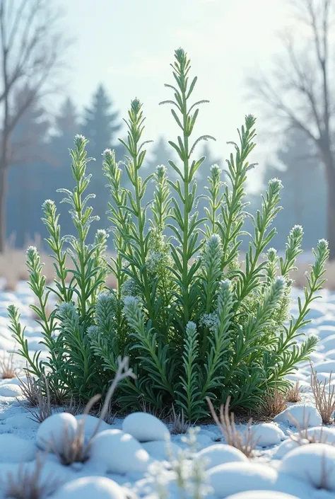 herbs on winter background