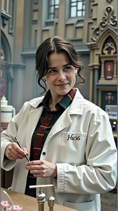 Harry potter dress with the face of uploaded image doing dental treatment at hogwarts