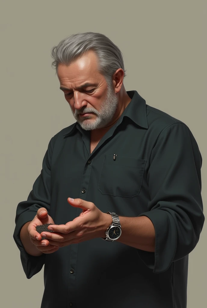 a man is wearing a watch and a hand full