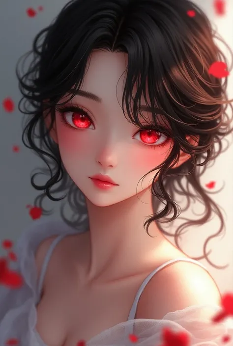 Pretty female anime with red eyes