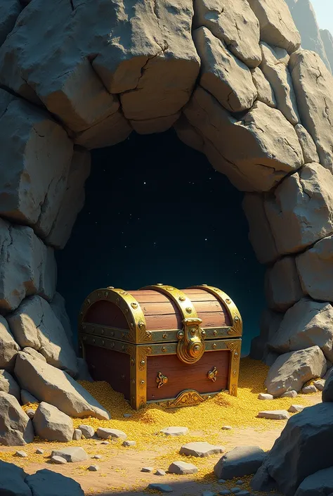  Under a big rock, Theres a chest full of gold  