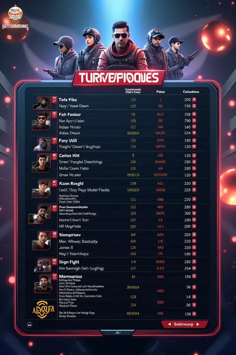 BGMI POINTS TABLE LAYOUT WITH BGMI THEME AS BACKGROUND 