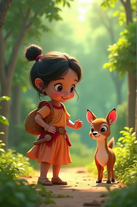 3D Cartoon एक छोटे से गाँव में राधा नाम की लड़की रहती थी। वह हर रोज़ जंगल में जाकर घास इकट्ठा करती थी। एक दिन, जंगल में एक ज़ख्मी हिरण पड़ा मिला। राधा ने उसे अपनी छांव में लिया और उसकी देखभाल की। कुछ दिन बाद, हिरण ठीक हो गया और राधा से कहने लगा, "मैं तुम्ह...