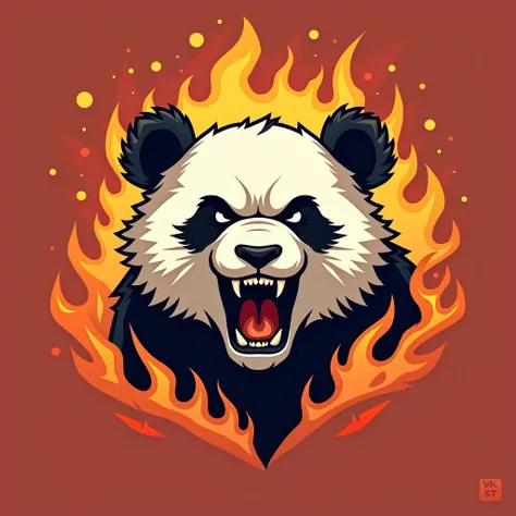 make a vector logo roaring panda with make some fire on background
