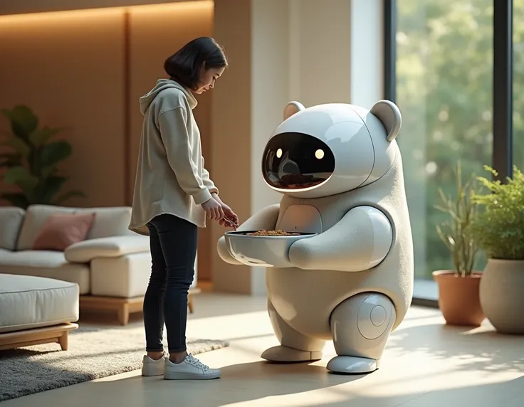 Robot Bear Feeder One Human Model Future World Design In Home