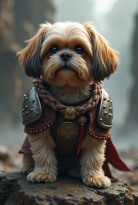 Shitzu dog appeared as a warrior 