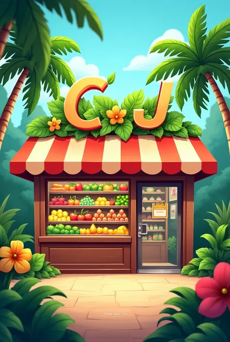 A logo of CJ everything food stuff in a mini mart tropical real  image 