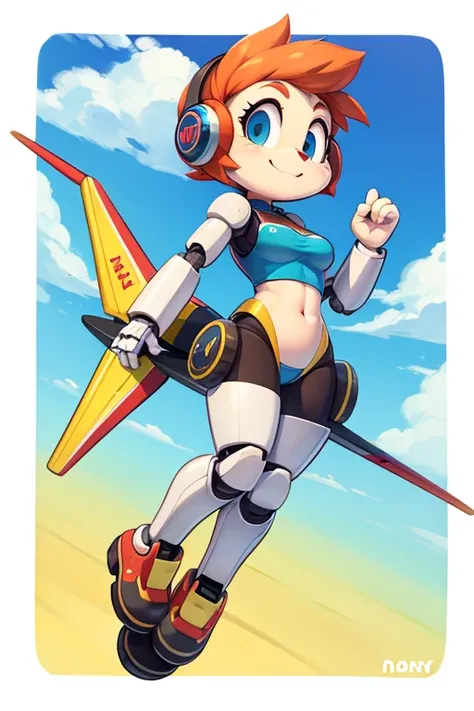 Female airplane robot tiny toons adventure style 