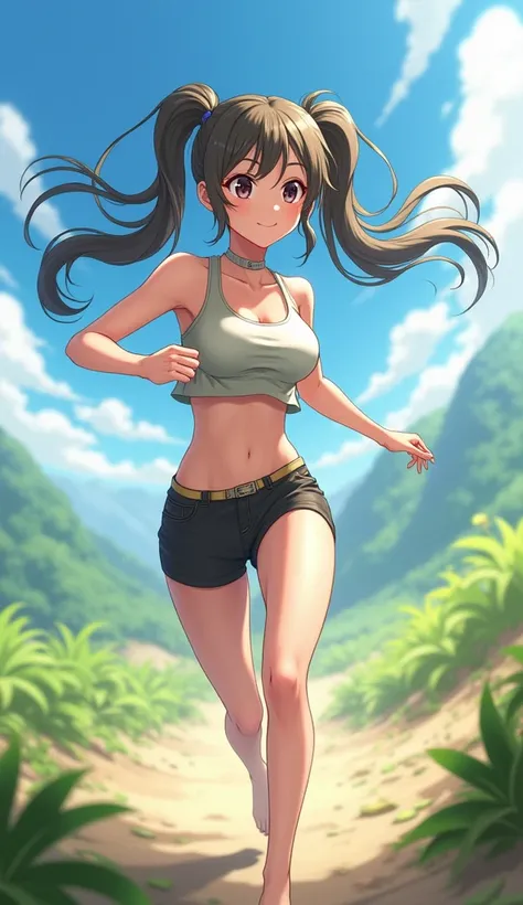 Run、Twin tails、beautiful girl、Shorts、