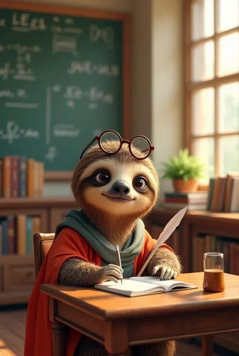 Pixar sloth in a classroom