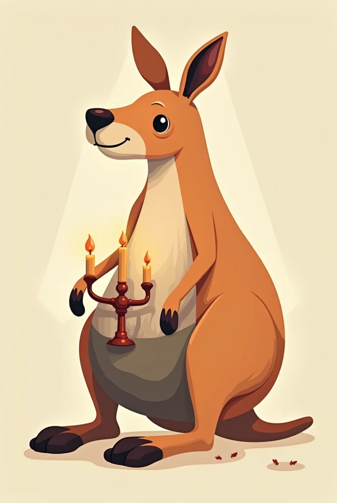 Vector art of kangaroo taking candle stick from
Pouch side view 