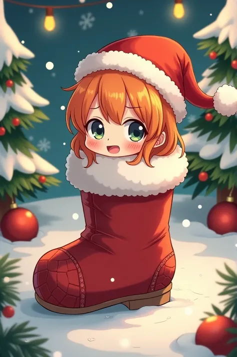 Create Nami from One Piece Chibi and have her in a Christmas boot 