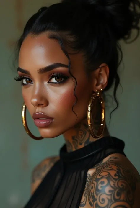 Hot beauty girl  face divine attractive cute passional gorgeous portrait desertpunk afropunk afrogoth cryopunk cryogoth desertgoth desertpunk, i cant believe how beautiful this is, elegant pose, elegant make up, long eyelashes, beauty lips, Wearing big hoo...