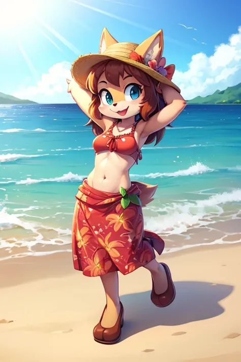 Female furry Hawaiian girl hula skirt tiny toons adventure style 