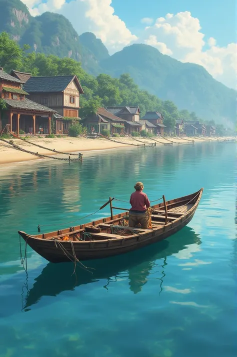 Small Boat  lived in a small village by the shore, where ren would often row her across the calm water, and fishermen would use her to carry their catch to market.