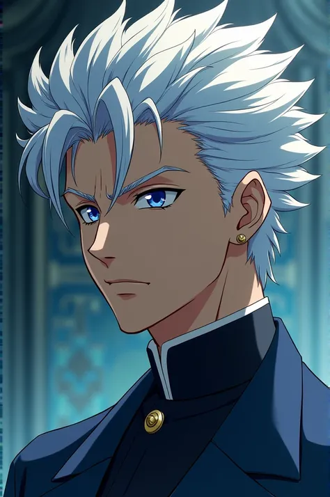 Create a handsome yu yu hakusho character who looks like young sensui with White hairstyle