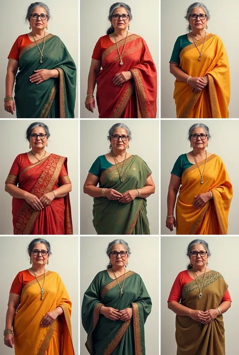 Rounded shape Lady(with round glass)wearing traditional India dress (4-5all in different types)