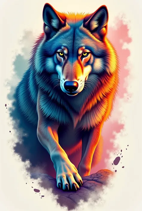 Colored wolf tattoo ideas  