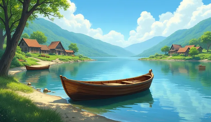 Beautiful small boat loved by villagers on the sour of a lake of a small village