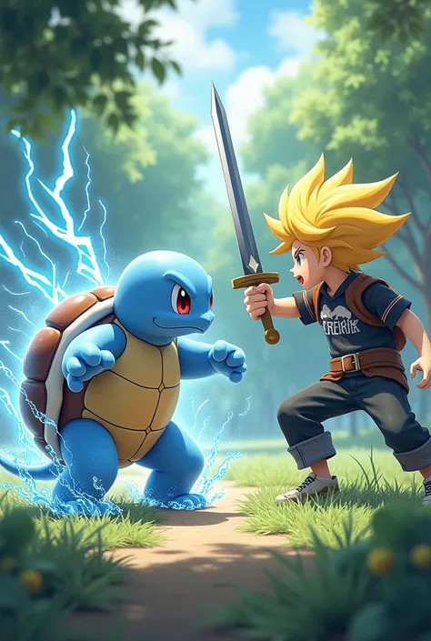 Squirtle and zenitsu agatsuma fighting