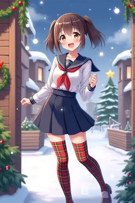 /11 uniform in skirt with long socks Christmas theme