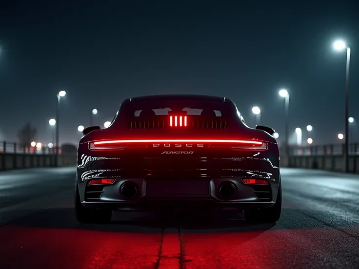 Photo taken of siyah porshe 911 night rear lights