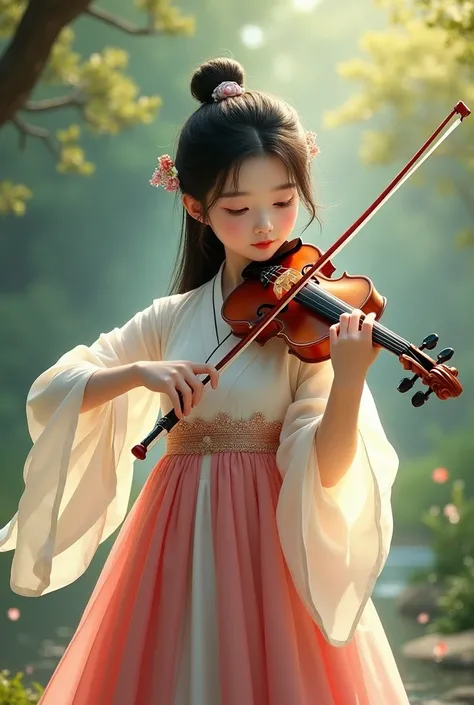 anime korean girl playing violin