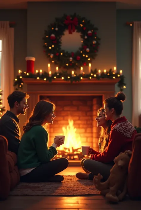 Warm fire emotions 
Christmas people