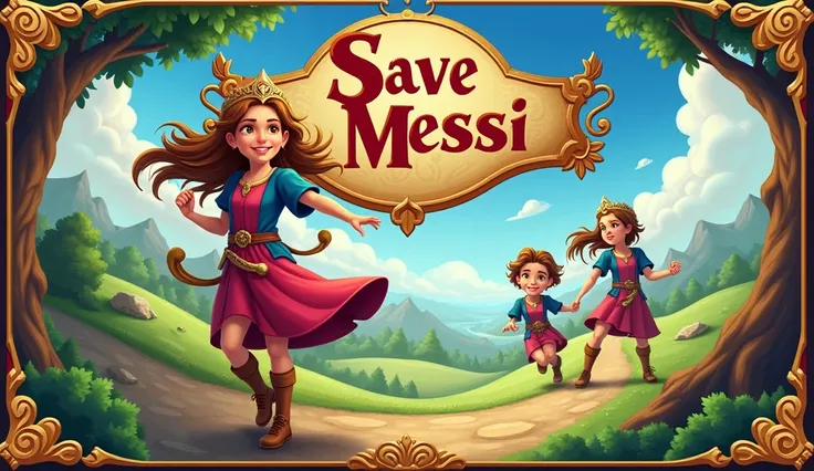  Princess Rescue Folk Game Poster with the Face of Leonel Messi . Titled  "Save Messi".
