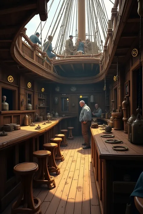 A sailor ship from its interior